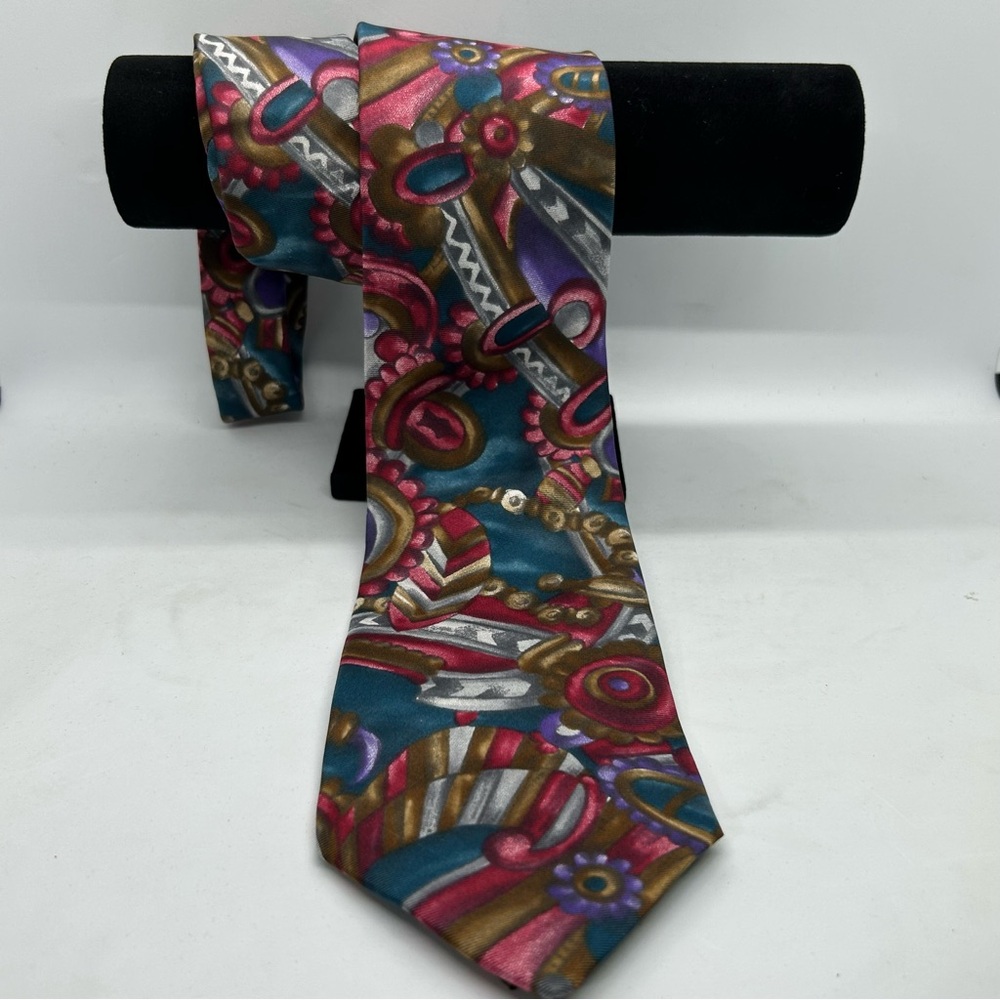 Vintage 90’s Y2K Strathmore 100% Silk Vibrant Multicolor Abstract Men's Tie